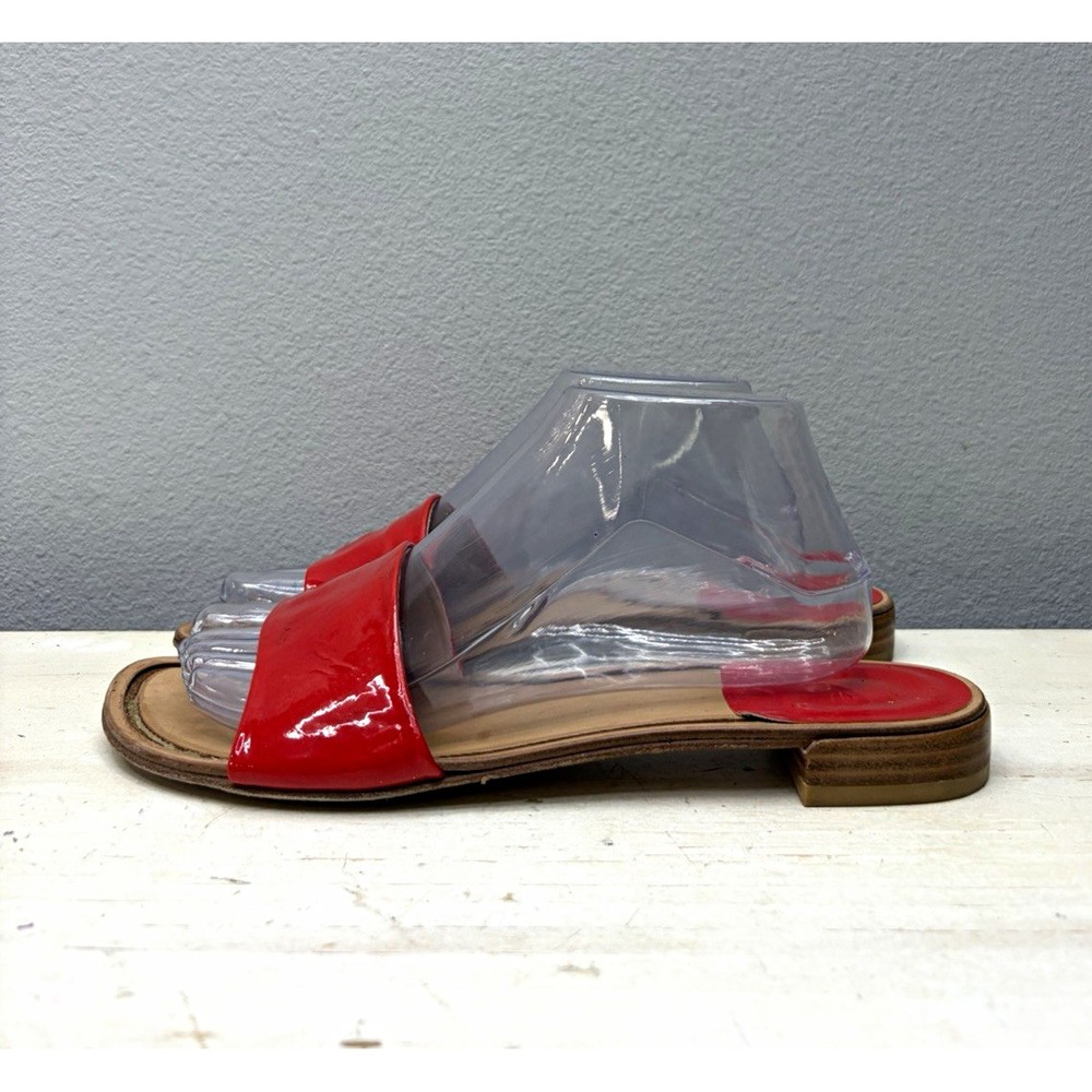 Stuart Weitzman Red Patent Leather Slide Sandals  Size 9.5 M